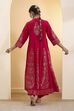 Red Poly Viscose Anarkali Kurta Set image number 4
