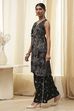Black Printed Asymmetric Kurta Set image number 3