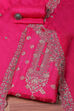 Dark Pink Banarasi Silk Machine Embroidered Unstitched Suit Set image number 0