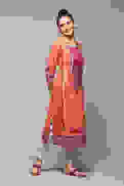 Coral Polyester Straight Printed Kurta image number 4