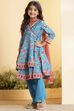 Teal Polyester Anarkali Suit Set image number 3