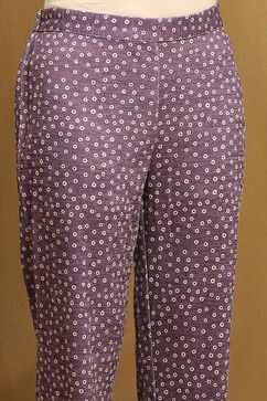 Purple Printed Straight Winter wear Kurta Set image number 2