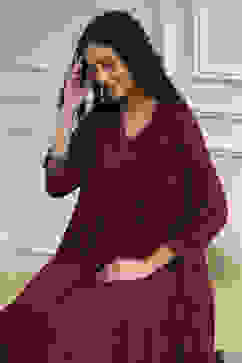 Rust Solid Gathered Suit Set image number 0