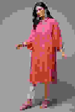 Red Rayon Straight Printed Kurta image number 3