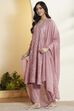 Old Rose Cotton Silk Embroidered A-Line Kurta Set image number 4