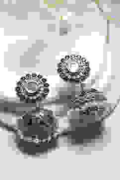 Blue White Brass Jhumka image number 0