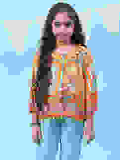 Orange Rayon Printed Top image number 0