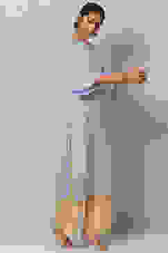 Blue Straight Cotton Kurta image number 3