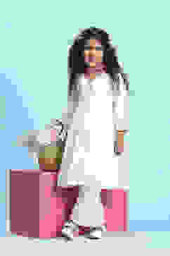 White Cotton Solid Anarkali Suit Set image number 0