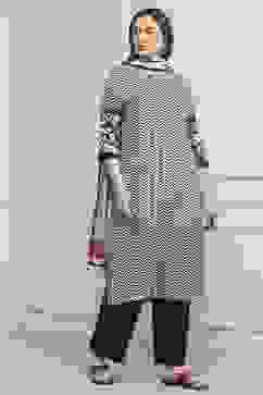 Black Modal Printed Straight Suit Set image number 5