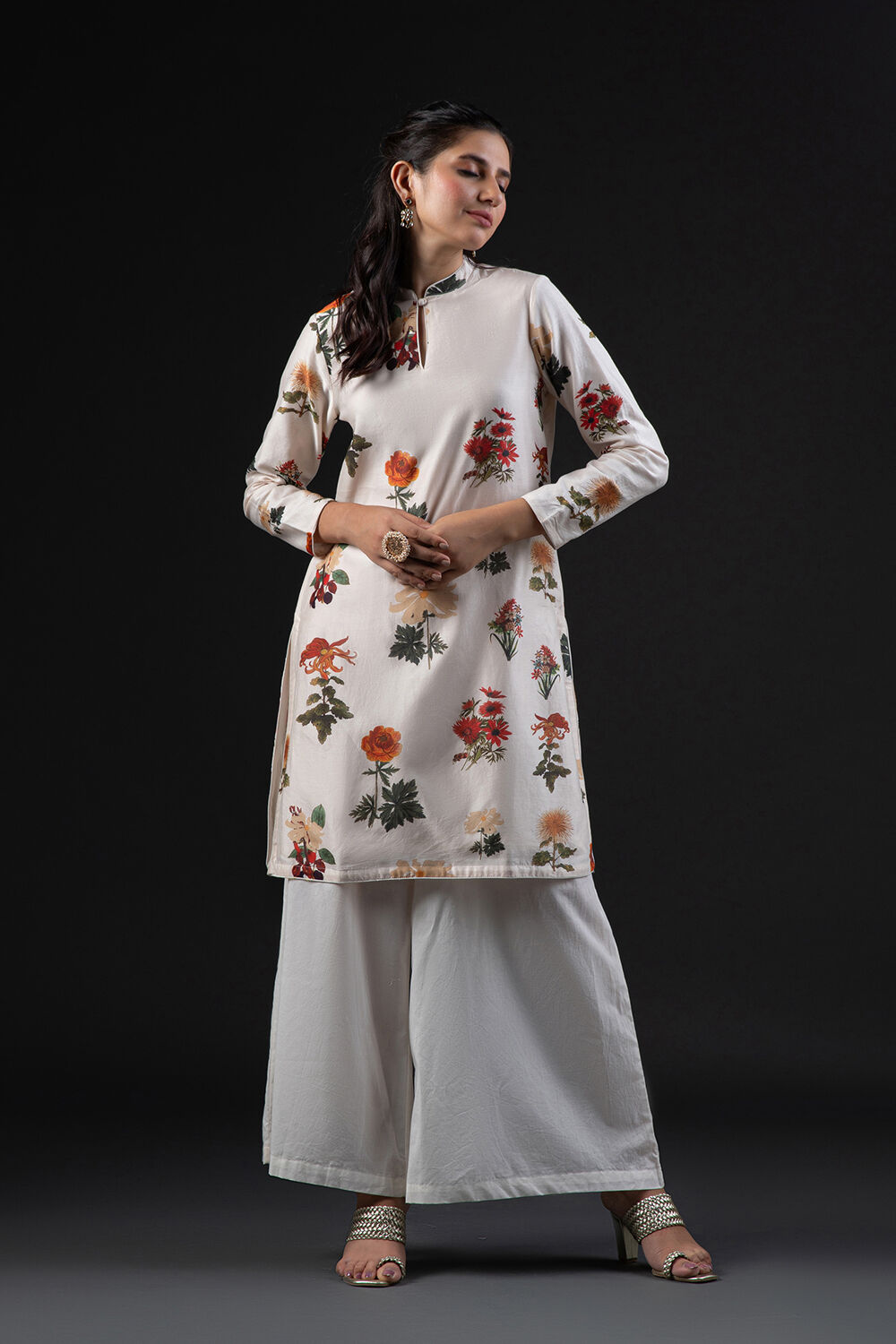 Rohit Bal Off White Cotton Silk Straight Printed Kurta Set image number 5