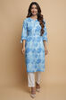 Blue Cotton Straight Kurta Pants Set