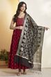 Black Poly Woven Design Dupatta image number 6