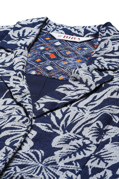 Indigo LIVA Printed Blazer Set image number 1