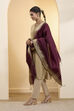 Maroon Poly Loom Side Striped Dupatta image number 2