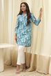 Blue Rayon Straight Printed Kurta image number 0