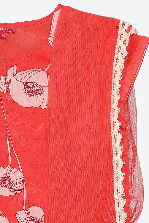 Red Art Silk Straight Kurta Churidar Suit Set image number 1
