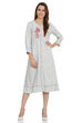 Cream A-Line Cotton And Viscose Yarndyed Dress image number 0