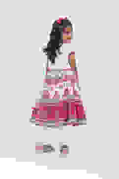 White Cotton Printed Tiered Suit Set image number 3