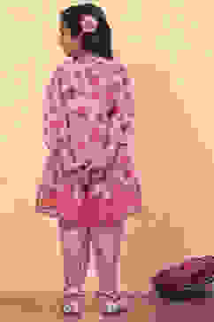 Pink Georgette Floral Printed Asymmetric Suit Set image number 4