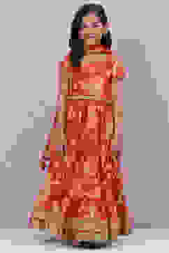 Orange Cotton Lehenga Set image number 0