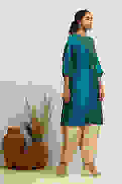 Emerald Green Straight Regular Fit Festive Kurta image number 4