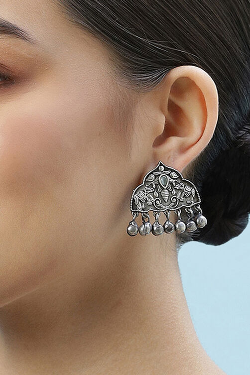 Oxidised Brass Earrings image number 1
