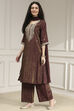 Green Viscose Rayon Straight Solid Suit Set image number 3