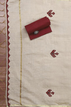 Black Cotton Blend Hand Block Print Unstitched Suit Set image number 3