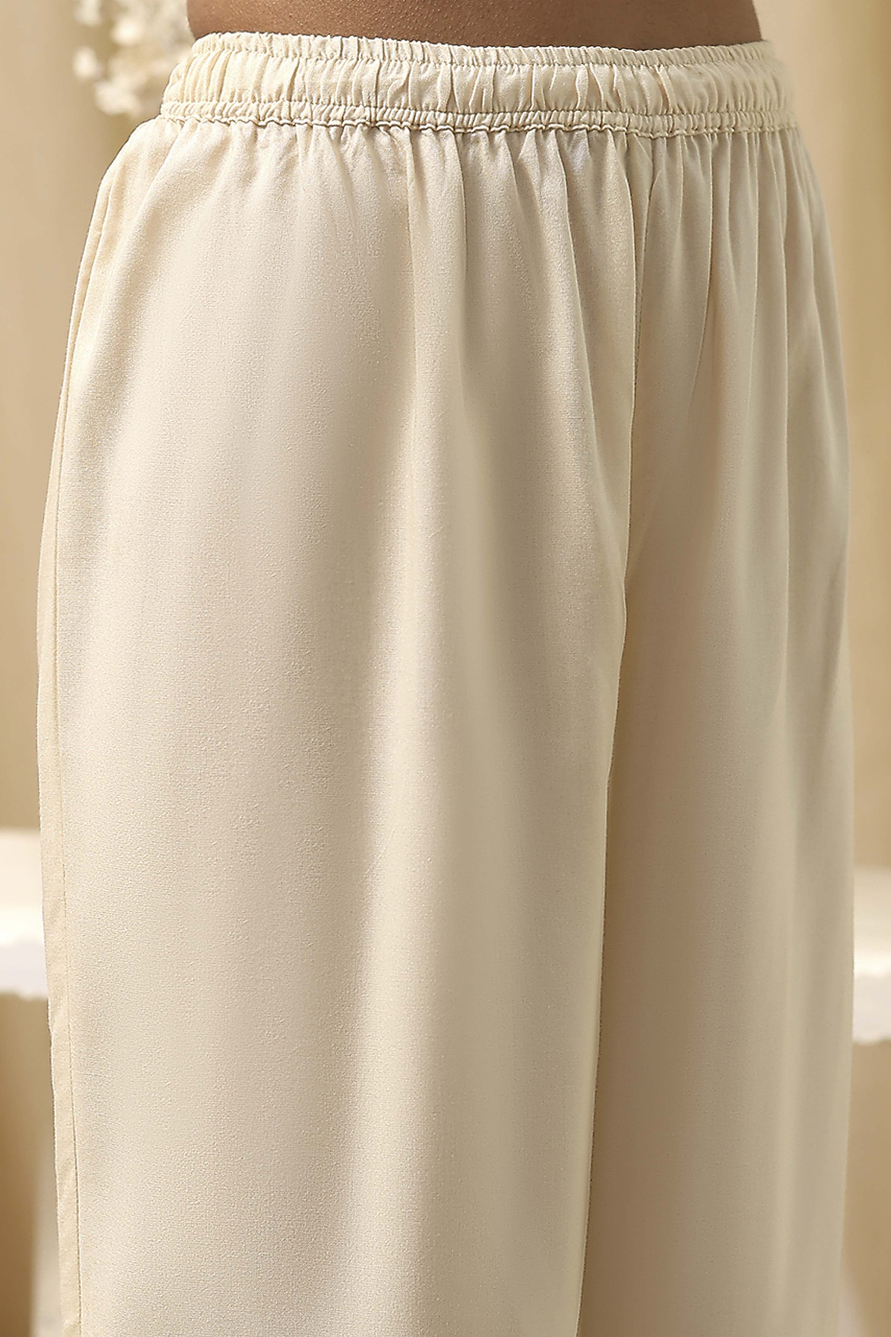 Off-White Modal Chikankari Straight Suit Set image number 2