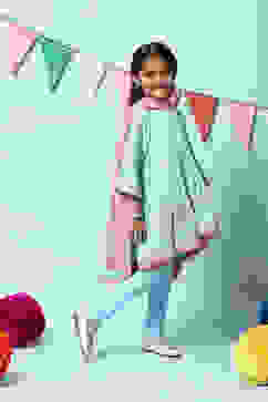 Powder Blue Cotton Asymmetric Kurta Churidar Suit Set image number 6