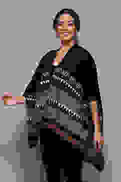 Black Cotton Jacquard Straight Yarndyed Sweater image number 2