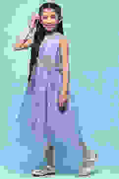 Blue Polyester Gathered Solid Dress image number 2