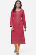 Blue Straight Poly Metallic Kurta image number 0