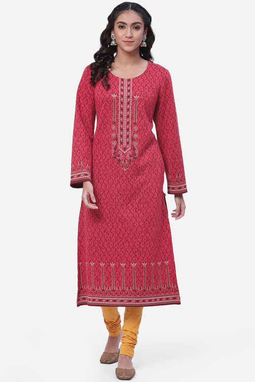 Blue Straight Poly Metallic Kurta image number 0