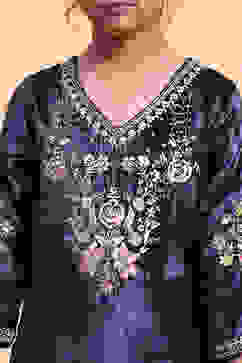 Teal Viscose Blend Straight Suit Set image number 1