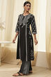 Off-White Pure Cotton Printed A-line Kurta Set image number 3