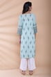 Turquoise Cotton Straight Kurta image number 5