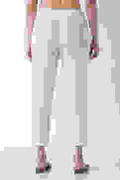 Off White Cotton Slim Pants image number 5