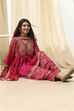 Fuchsia Viscose Floral Printed Peplum Suit Set image number 0