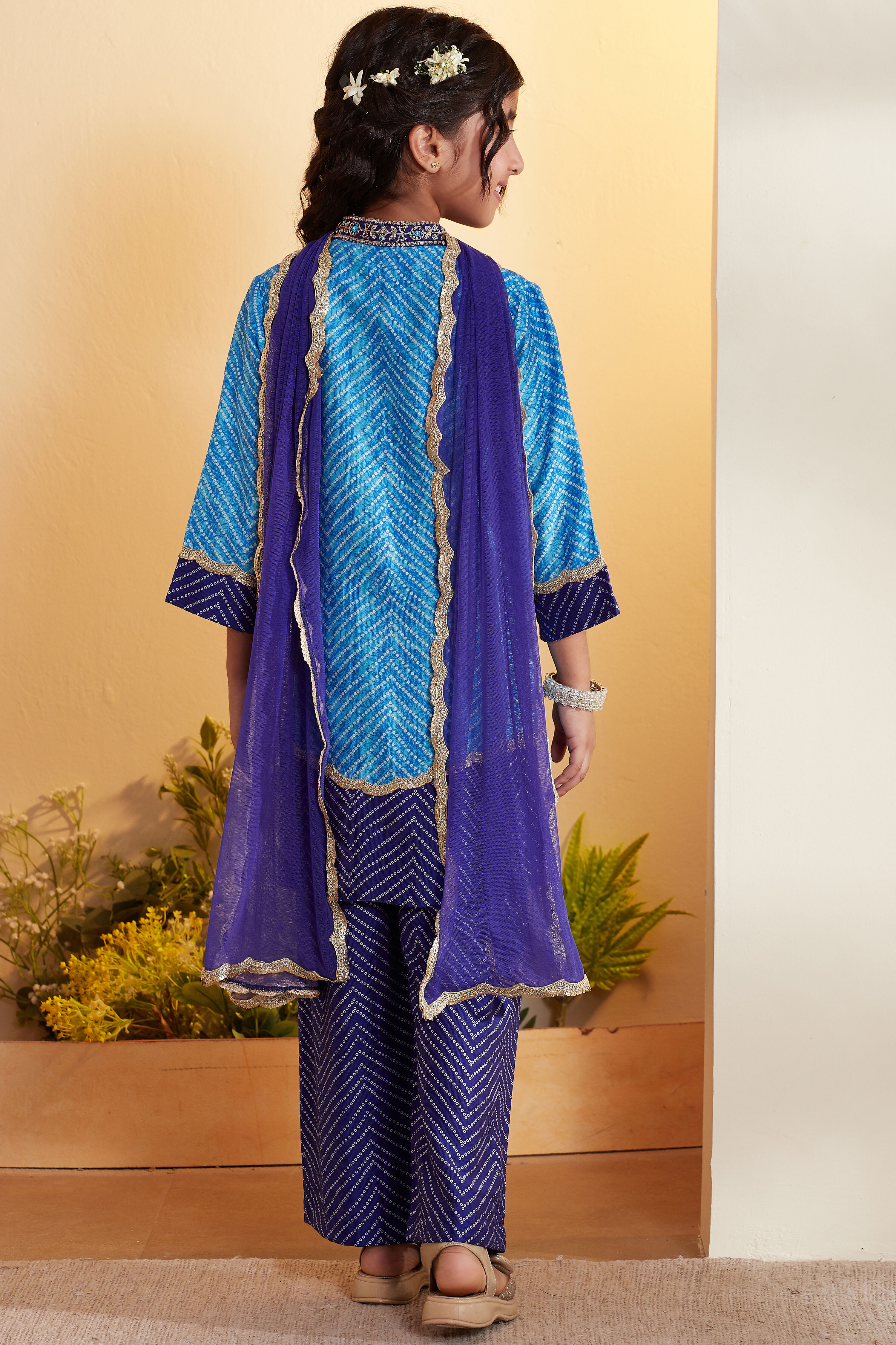 Blue Viscose Rayon Straight Suit Set image number 5