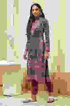 Royal Blue Acrylic Straight Kurta image number 4