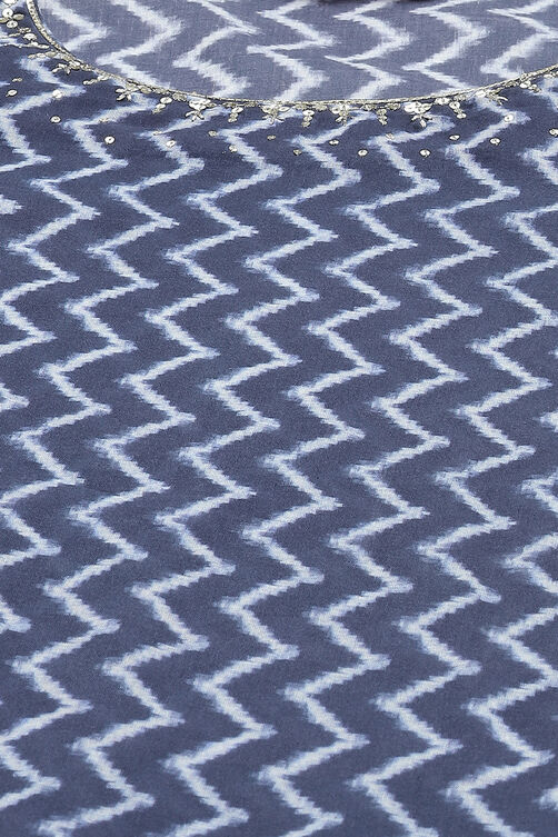 Indigo Straight Kurta Churidar Suit Set image number 1