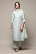 Sea Green Cotton Silk Straight Kurta Palazzo Suit Set image number 7