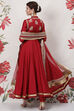 Red Cotton Silk Anarkali Yarndyed Suit Set image number 4
