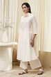 Off-White Embroidered Kalidar Suit Set image number 3