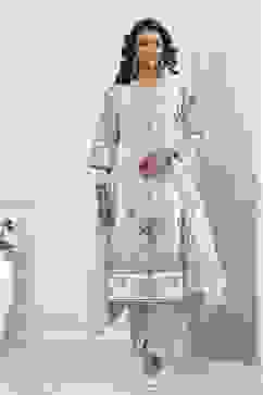 Turquoise Cotton Straight Suit Set image number 6