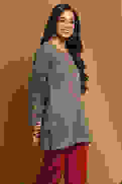 Green Polyester Straight Short Kurti image number 4