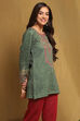 Green Polyester Straight Short Kurti image number 4