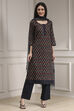 Blue Cotton Screen Print Unstitched Suit Set image number 1